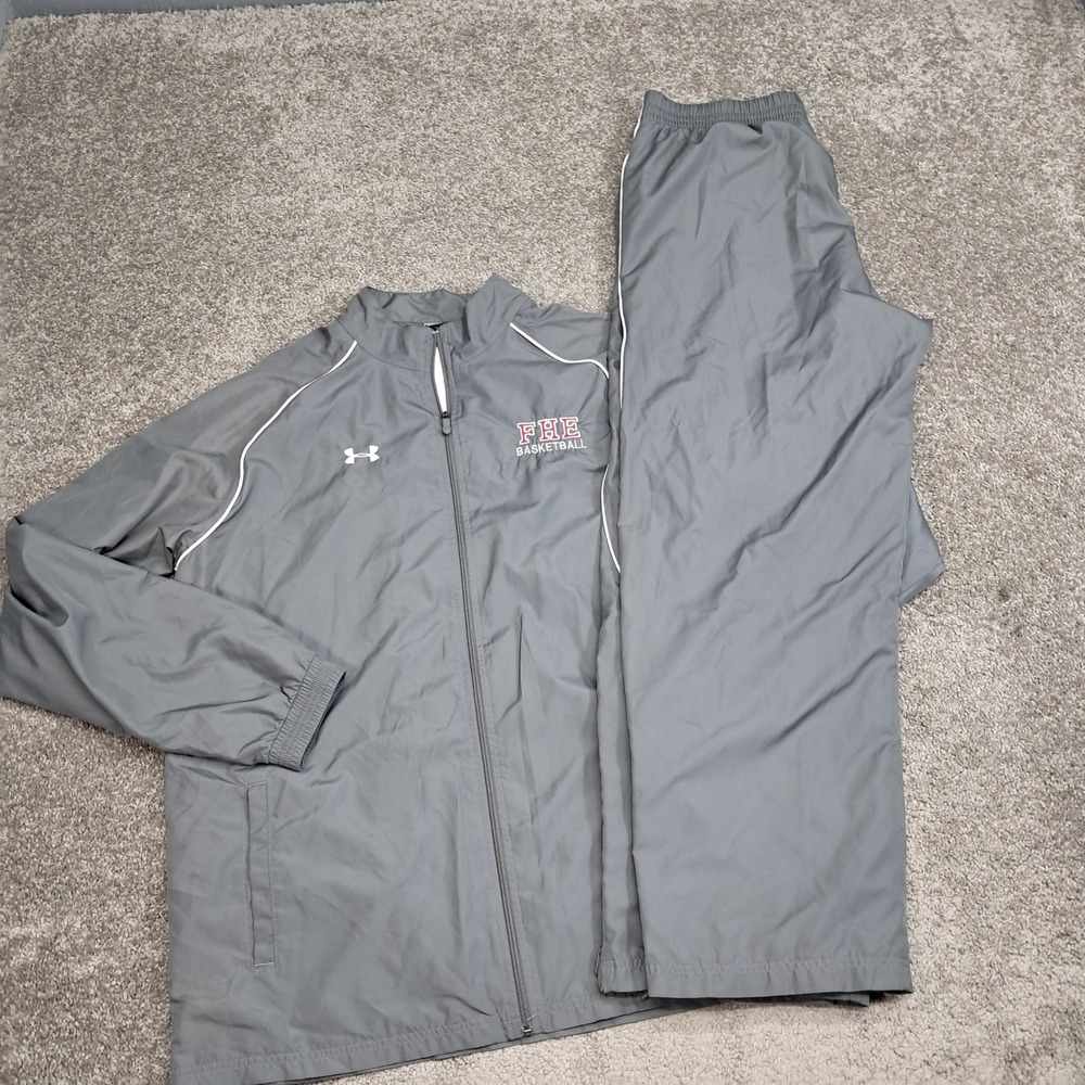 Under Armour Mens Gray FHE Basketball Tracksuit Jacket & Pants Set XL XLT 8012